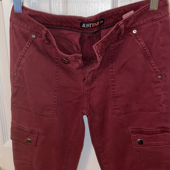 Just Fab Ankle Cargo Pant Burgundy - Picture 4 of 6